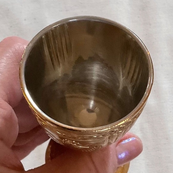 Vintage Corbell & Co. Gold Plated Mini Cordials Liqueur Set 2 Goblets 3.5” - Picture 9 of 9